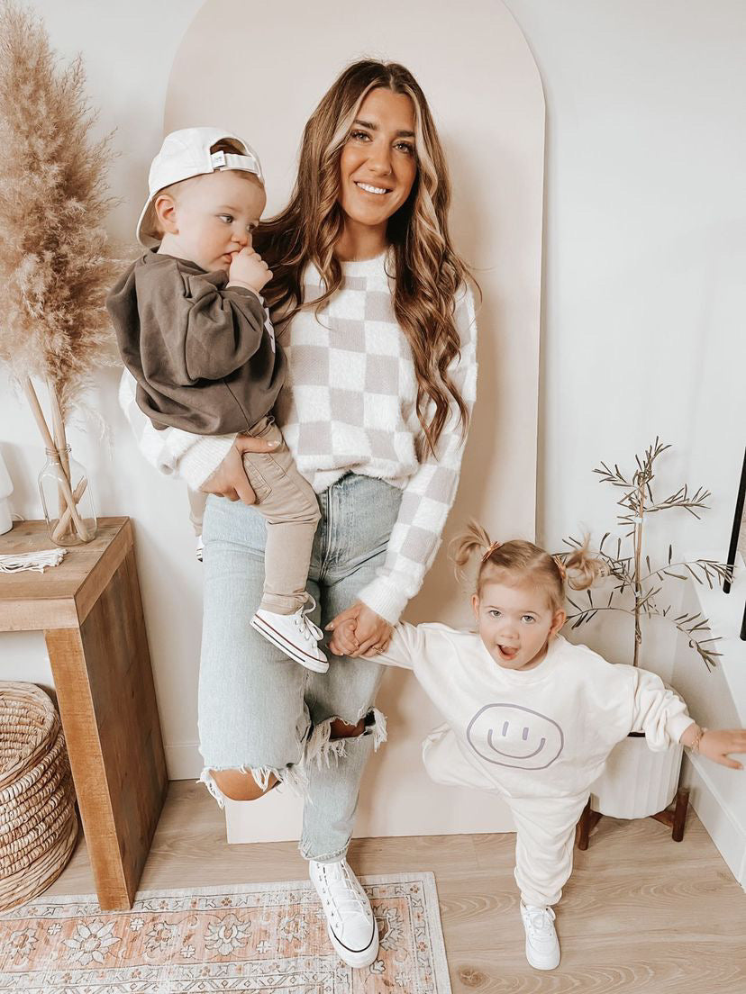 Fuzzy Checkered Sweater